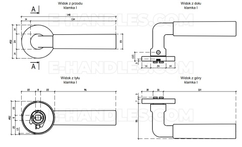 Klamka FICARIA Rozeta R slim 7 mm LG - złoty polerowany