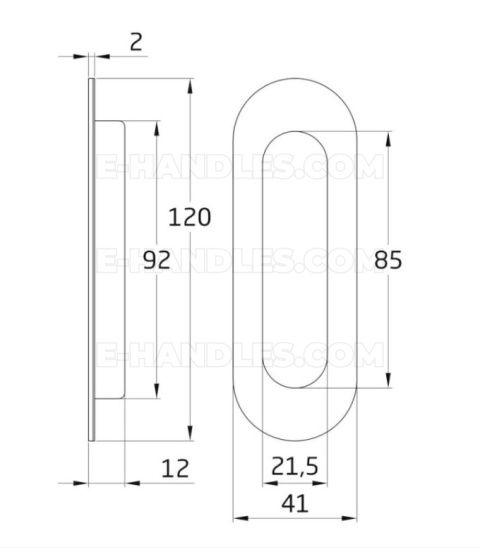 Uchwyt drzwiowy owalny 120x40 inox mod.11