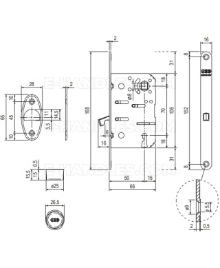 Zamek AGB Scivola T OB hakowy 50/70 F16 chrom mat B089015034