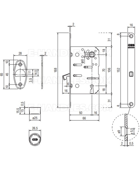 Zamek AGB Scivola T OB hakowy 50/70 F16 chrom mat B089015034