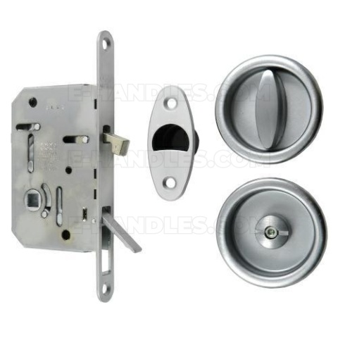 Zamek AGB Scivola Tre Class WC hakowy łazienkowy 50mm F16 chrom mat z zestawem okrągłych rozet B046815034