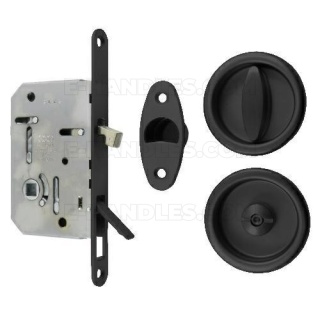 Zamek AGB Scivola Tre Class WC hakowy łazienkowy 50mm F16 czarny z zestawem okrągłych rozet B046815093