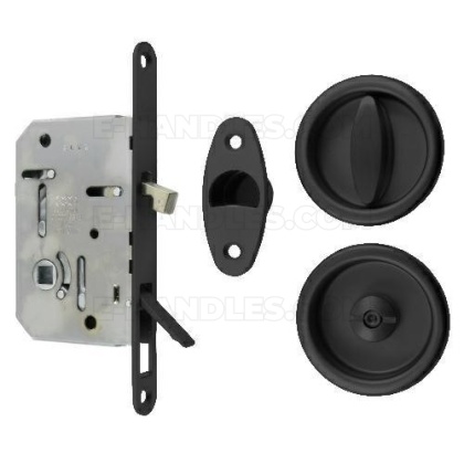 Zamek AGB Scivola Tre Class WC hakowy łazienkowy 50mm F16 czarny z zestawem okrągłych rozet B046815093
