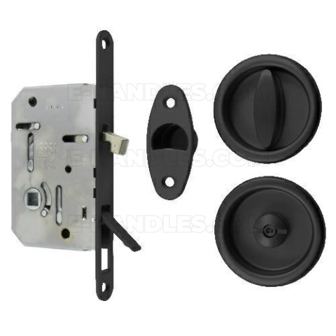 Zamek AGB Scivola Tre Class WC hakowy łazienkowy 50mm F16 czarny z zestawem okrągłych rozet B046815093