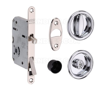 Zamek AGB Scivola Tre Class WC hakowy łazienkowy 50mm F16 nikiel z zestawem okrągłych rozet B046815006