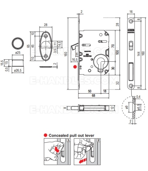 Zamek AGB WAVE Scivola Tre Class hakowy na wkładkę 50mm F16 biały B0898250FM
