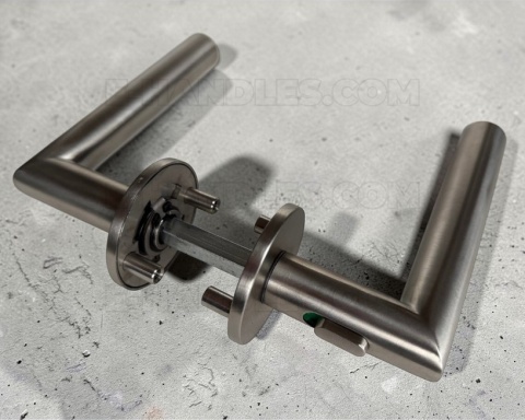 Klamka z blokadą do drzwi 50-57mm GEHRUNG WC R 4mm Lock SS - stal nierdzewna matowa