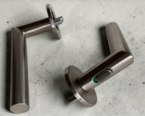 Klamka z blokadą do drzwi 50-57mm GEHRUNG WC R 4mm Lock SS - stal nierdzewna matowa