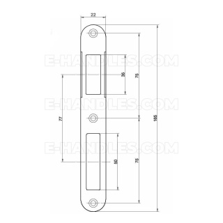 Zaczep do zamka ALFA-BETA okrągłe końce F22mm x 165mm, mosiądzowany