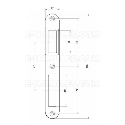 Zaczep do zamka ALFA-BETA okrągłe końce F22mm x 165mm, mosiądzowany