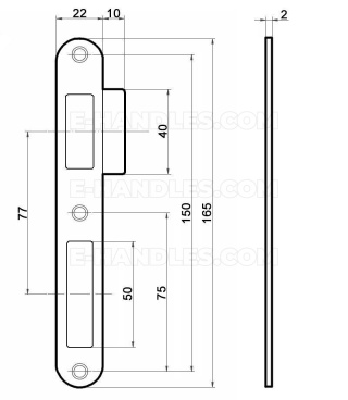 Zaczep do zamka ALFA-BETA okrągłe końce z najazdem F22mm x 165mm, mosiądzowany