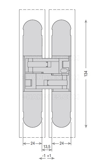 Zawias niewidoczny CEAM 1130s, (1429max) 134x24 mm czarny (nośność 2-40kg, 3-60kg)