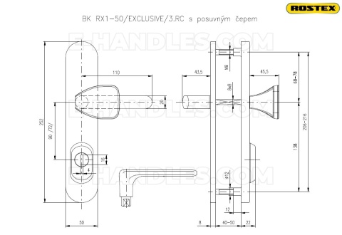 Zestaw ochronny ROSTEX EXCLUSIVE RX-50, 72mm nerez-mat, klasy 3 bezpieczeństwa