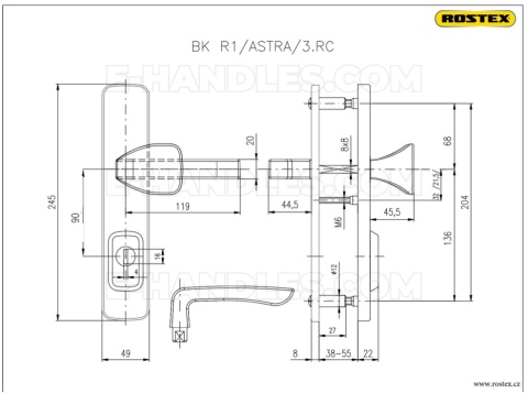 Zestaw ochronny ROSTEX R4 ASTRA, 72mm nerez-mat, klasy 3 bezpieczeństwa