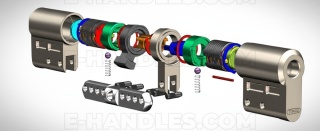 Wkładka 90 nst 55X35G, TOKOZ PRO300 klucz-gałka czarny mat/blokada bezpieczeństwa, 5 kluczy