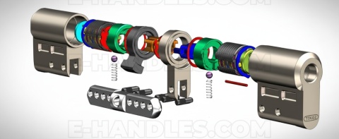 Wkładka 110 nst 65X45G, TOKOZ PRO300 klucz-gałka mosiądz mat/blokada bezpieczeństwa, 5 kluczy