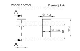 Nasadka na zawias aluminium dł. 30mm fi 13,5mm MSB - tytan
