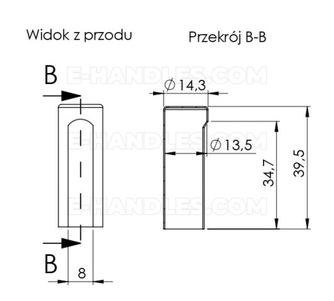 Nasadka na zawias aluminium dł. 40mm fi 13,5mm GOLD SATIN - złoty matowy