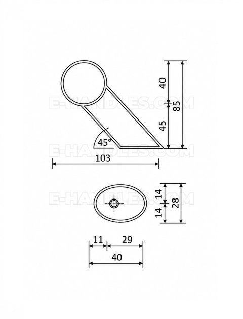 Pochwyt z2 Ø40, długość 1750mm, mocowanie 45°, stal nierdzewna x7.zo