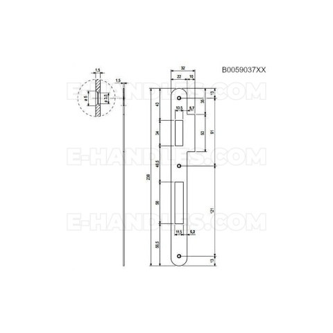 Zaczep AGB do zamka PATENT GRANDE F 22mm x 238mm z najazdem, niklowany B005903706