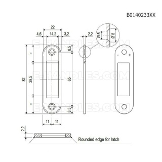 Zaczep EASY-FIX 22x82x2,2mm z regulacją biały RAL9016 AGB B0140233FM