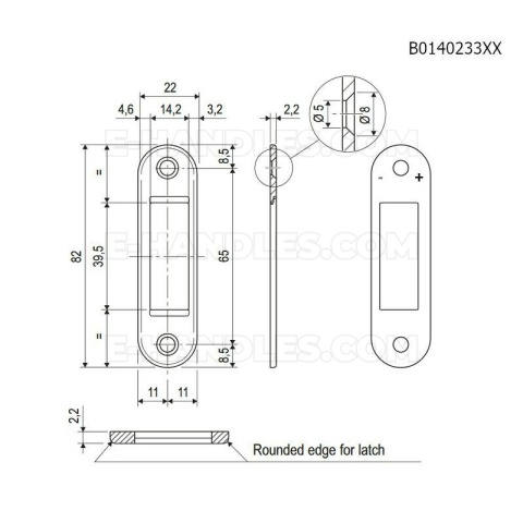 Zaczep EASY-FIX 22x82x2,2mm z regulacją mosiądz antyczny AGB B014023312