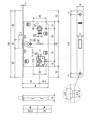 Zamek magnetyczny do WC 96/50 jasny brąz F18 AGB B061025042 Mediana POLARIS 2XT