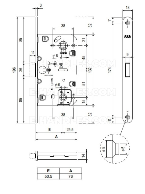 Zamek magnetyczny do WC 96/50 jasny brąz F18 AGB B061025042 Mediana POLARIS 2XT