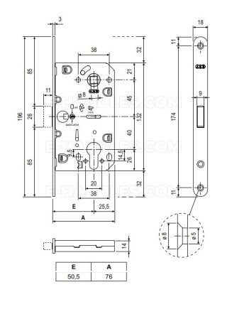 Zamek magnetyczny na wkładkę 85/50 jasny brąz F18 AGB B061035042 Mediana POLARIS 2XT