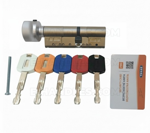Wkładka 95 nst 58x40G, TOKOZ PRO400 klucz-gałka chrom mat/blokada bezpieczeństwa, 5 kluczy