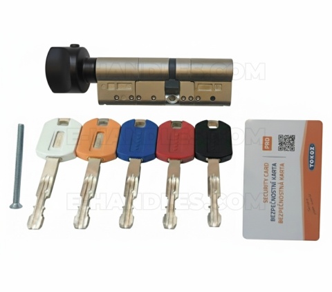 Wkładka 105 nst 68x40G, TOKOZ PRO400 klucz-gałka czarny mat/blokada bezpieczeństwa, 5 kluczy