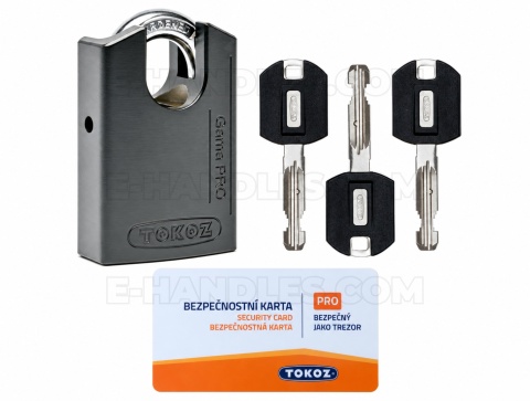 Kłódka bezpieczeństwa TOKOZ GAMA 60 CS Black, kryty pałąk 12 mm, 3 klucze