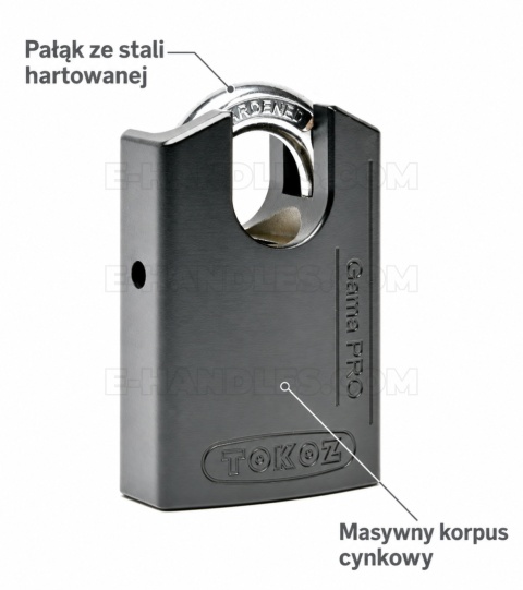 Kłódka bezpieczeństwa TOKOZ GAMA 50 CS Black, kryty pałąk 10 mm, 3 klucze
