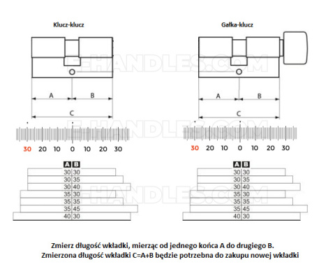 Wkładka Abloy CY323 klucz-gałka Protec2 92 hcr 51X41G 3 klucze