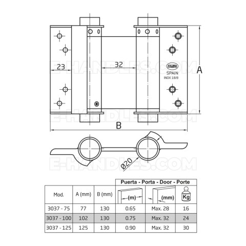 Zawias wahadłowy AMIG 3037-100mm oliwkowy lak Zawias wahadłowy AMIG 3037-100mm oliwkowy lak