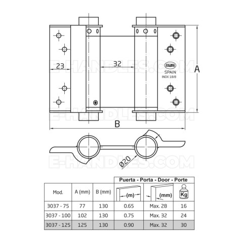 Zawias wahadłowy AMIG 3037-125mm niklowany Zawias wahadłowy AMIG 3037-125mm niklowany
