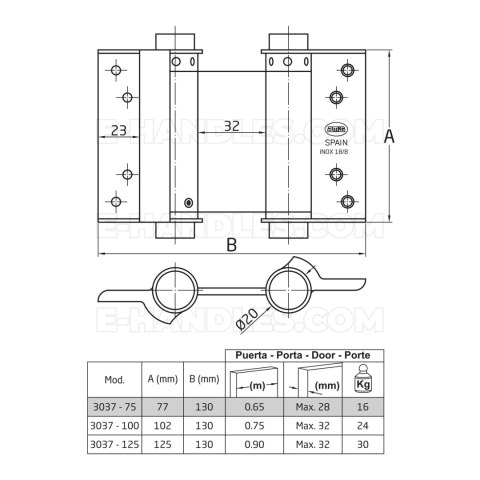 Zawias wahadłowy AMIG 3037-75mm oliwkowy lak Zawias wahadłowy AMIG 3037-75mm oliwkowy lak