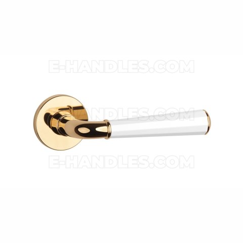 Klamka MARIGOLD Rozeta R slim 7 mm duocolor LG/WH/LG - złoty polerowany / biały matowy Klamka MARIGOLD Rozeta R slim 7 mm duocolor LG/WH/LG - złoty polerowany / biały matowy